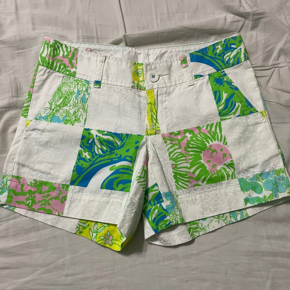 Lilly Pulitzer Shorts Womens 00 Multi The Callahan Short Patchwork 32376 Cotton